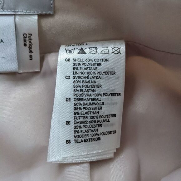 H&M beige cotton blend pencil skirt lined size 8 B1 - Picture 8 of 9